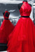 tulle red long prom dress two piece hollow out back pageant dress dtp591