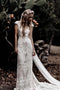 Sheath Ivory Lace Rustic Wedding Dresses, Cap Sleeve Beach Wedding Gowns