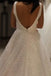 sequin backless prom wedding dress a-line v-neck sparkly wedding dress dtw436