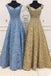 a-line off-the-shoulder lace prom dresses gold party dress dtp765