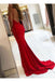 Red Mermaid Beaded Lace Prom Dresses Backless Evening Gown
