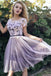 short sleeves lace bodice tulle short homecoming dress dtp207