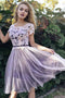 Short Sleeves Lace Bodice Tulle Short Homecoming Dress