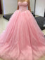 Pink Quinceanera Dresses Tulle Sweetheart Long Prom Dress