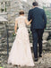 A-line V-neck Tulle Sleeveless Wedding Dress with Lace Appliques