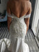 Off Shoulder Lace Appliques Mermaid Wedding Dress with Pearls