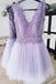 cute a-line v-neck lace top tulle lilac short homecoming dress dth140