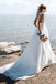 see-through lace applique wedding dress chiffon beach wedding dress with slit dtw98