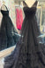 Pink A Line Sleeveless V Neck Tulle Prom Dress With Layers