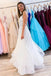 backless evening dress a-line v neck tulle sequins long prom dress dtp856