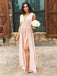 simple wedding guest dress a-line v-neck long chiffon bridesmaid dress dtb05