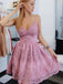 Chic A-Line Short Homecoming Dresses, Spaghetti Straps Dress with Appliques