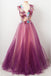 charming 3d floral applique formal gown grape tulle long prom dress dtp664