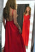 A-Line Spaghetti Straps Backless Red Long Prom Dress