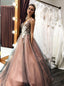 Tulle Long Prom Wedding Dress With Beading Floral Appliques