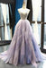 beading long evening dress a-line v-neck tulle ombre prom dresses dtp1024