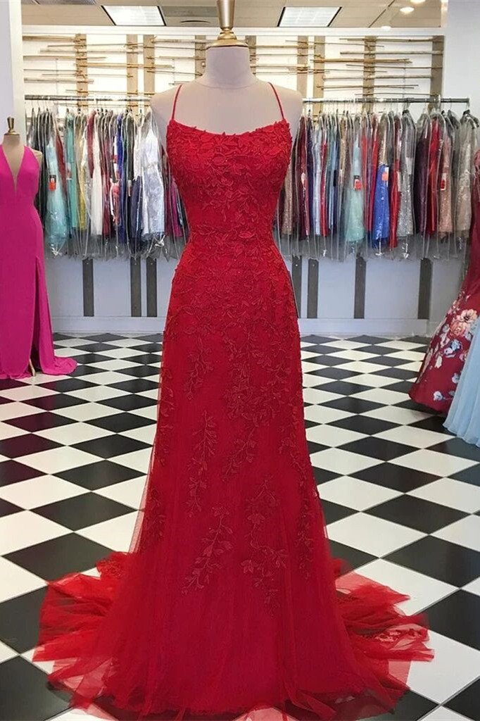 mermaid backless burgundy prom dress lace appliques evening gown dtp613