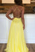 Yellow Long Prom Dress With Beaded, Sexy Backless Long Evening Gown