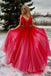 ombre beading long formal dress a-line v-neck red ombre prom dress dtp537