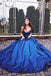 elegant sleeveless foraml gown royal blue a-line sweetheart long prom dress dtp548