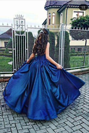 Royal Blue A-line Sweetheart Long Prom Dress, Elegant Sleeveless Foraml Gown