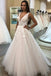 charming a-line v-neck appliqued ball gown tulle wedding dress dtw175