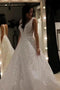A-line V-neck Sparkly Wedding Dress, Sequin Backless Prom Wedding Dress