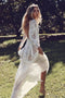 Ivory Long Sleeves Sheath Backless Beach Lace Wedding Dress