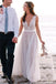 a-line sheer round neck illusion back tulle beach wedding dress dtw120
