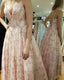 A-line V-neck Applique Long Prom Dress, Floor Length Graduation Gown