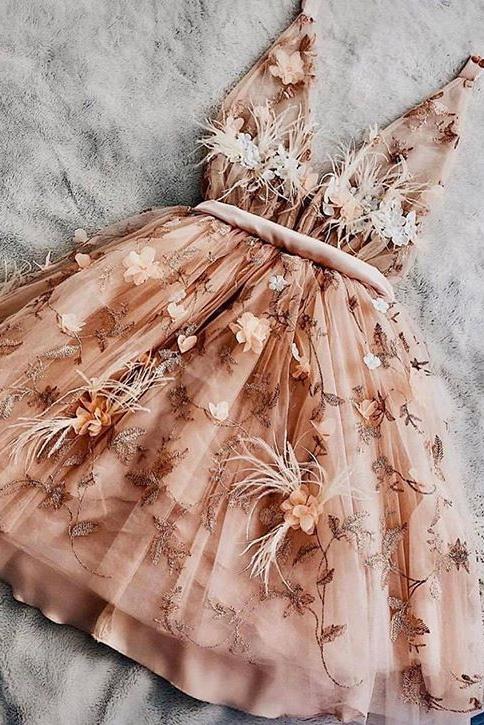 a-line v-neck sleeveless homecoming dress charming short sweet 16 dress dtp265