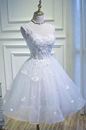 short homecoming dress with appliques cute straps sweet 16 dress dth150