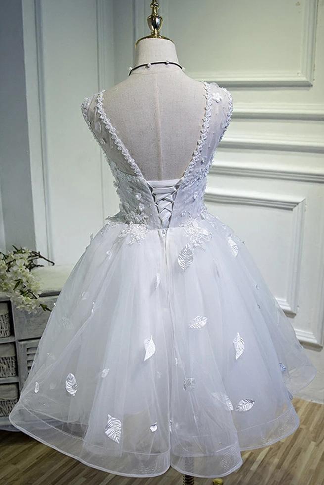 Cute Straps Sweet 16 Dress, Short Homecoming Dress With Appliques