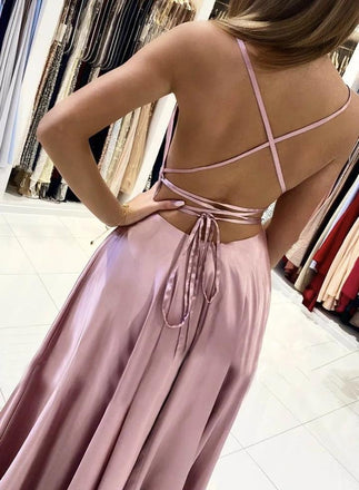 backless long evening dress spaghetti straps simple long prom dress dtp190