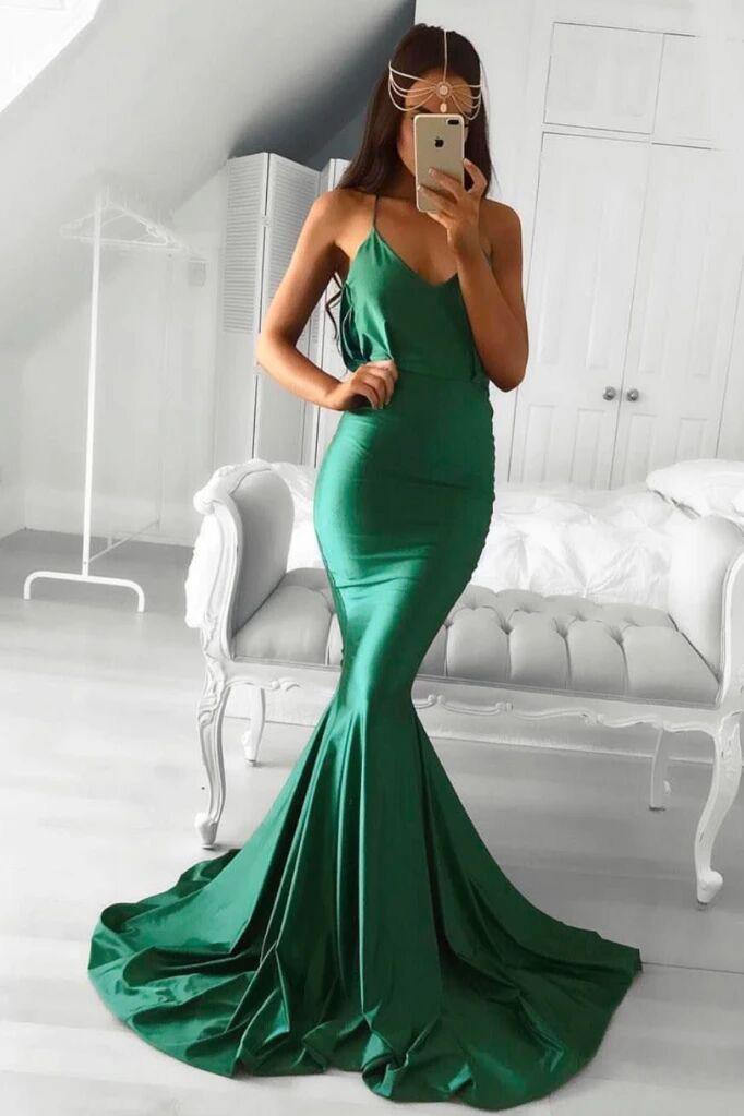 backless prom dress drapped low back emerald green mermaid evening dress dtp993