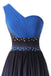 One-Shoulder High Low Blue Ombre Prom Dress With Beading