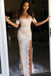short sleeves evenging gown with split lace sheath long prom dress dtp177