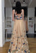 a-line v-neck 3d butterfly appliques long formal prom dress dtp162