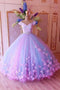 Princess Quinceanera Dress Puffy Tulle Lace Ball Gown Prom Dress With Appliques