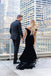 Black Off the Shoulder Mermaid Long Prom Party Dress With Split