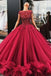 burgundy tulle prom dress ball gown beaded long formal evening gown dtp1013