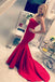 strapless trumpet prom dress mermaid red satin evening dress dtp329