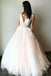 stunning wedding dress a-line v-neck tulle prom dress with appliques dtp331