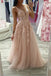 a-line tulle lace appliques long sparkle prom evening dress dtp117