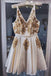 v-neck sleeveless homecoming dress appliques a-line short prom dress dth124