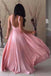 elegant round neck long chiffon sleeveless pink prom dress dtp145