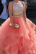 two piece sweet 16 dresses organza ruffles prom dresses with beads crop top dtp146