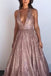 plunging neckline long evening gown sexy backless sequin prom dresses dtp151