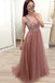 A-line V-neck Dark Green Long Prom Dress Beading Formal Dress