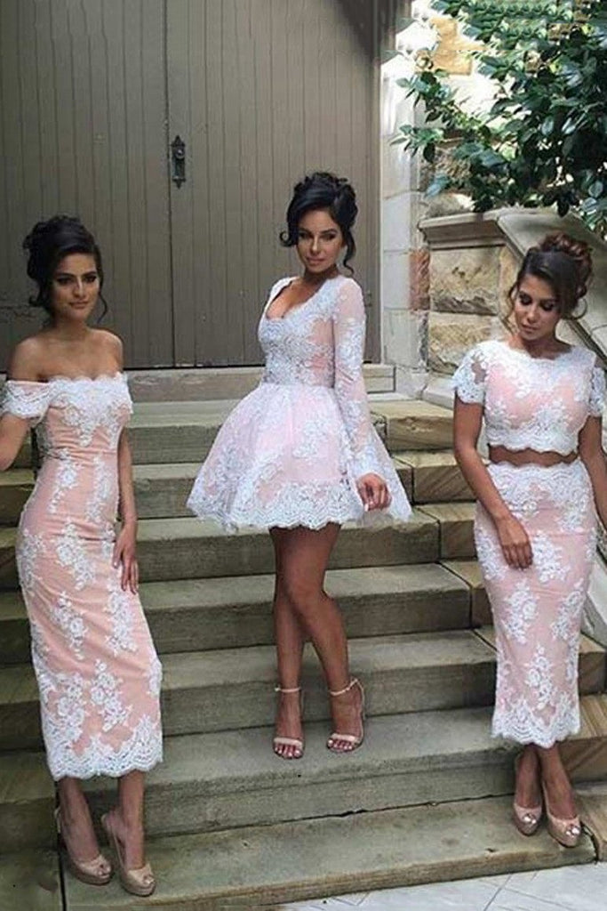 Multi Styles Sheath Bridesmaid Dresses Lace Short Bridesmaid Dresss